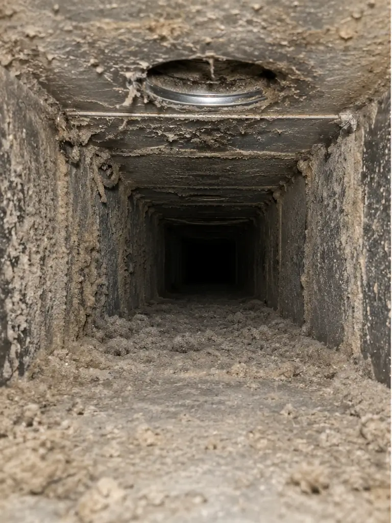 Dirty air duct before cleaning